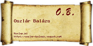 Oszlár Balázs névjegykártya